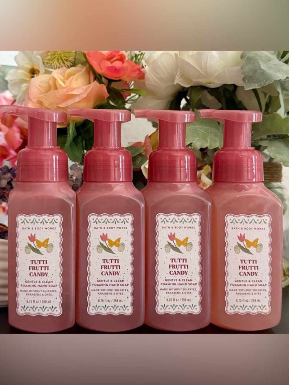🆕🍡 BATH & BODY WORKS “TUTTI FRUTTI CANDY” 4-PIECE FOAMING HAND SOAP COLLECTION.